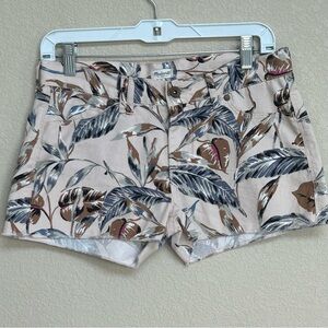 Madewell Cream Leaf Print Tropical Lightweight Shorts Women’s Size 26 Vacation